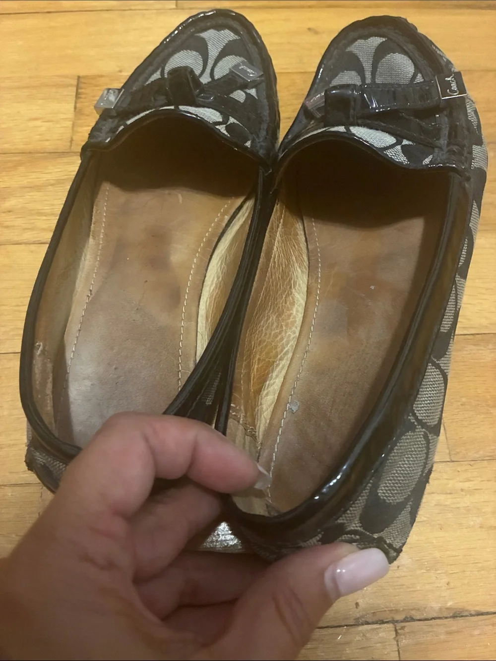 Coach Black and Gray Signature Canvas Loafers Authentic sz 7.5
